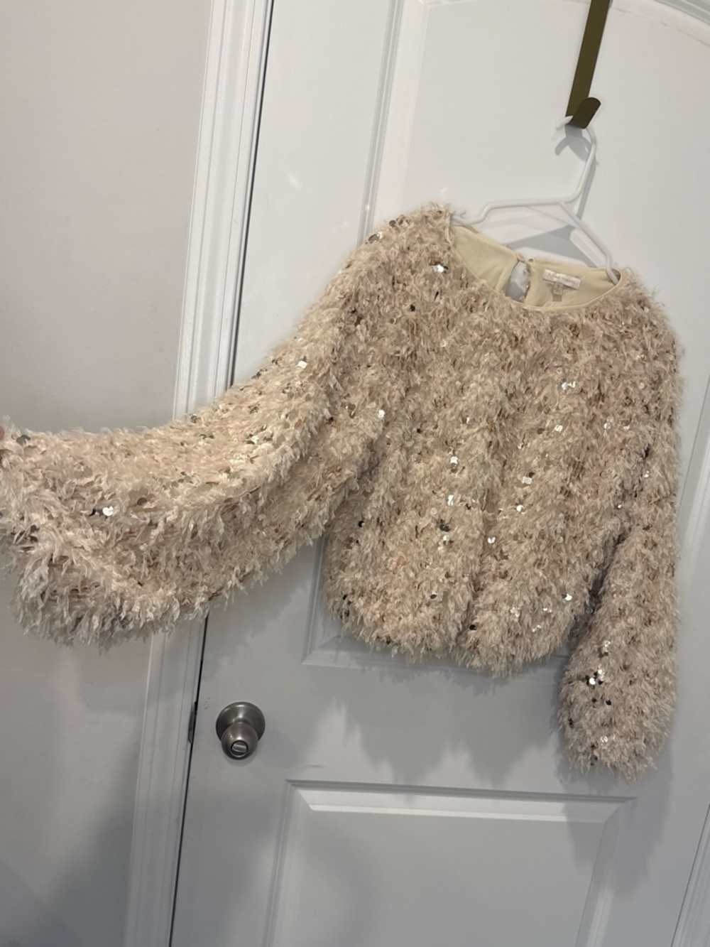 Flying Tomato Sequin Fuzzy Sweater - Cream